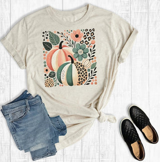 The Way Down South Retro Fall Floral Pumpkins Graphic Tee Oat