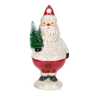 Paper Pulp Frosty Santa Figurine w/Tree