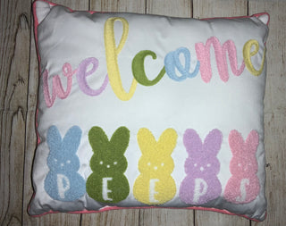 Fabric Welcome Peeps Easter Pillow Style 2