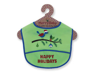 Merry Baby E-Z Wipe Holiday Bibs Happy Holidays