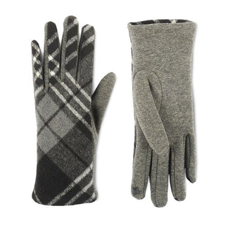 Coco + Carmen Artisan Plaid Stretch Touchscreen Gloves Grey 2036305