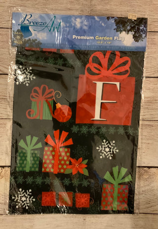 Christmas Present Monogram Garden Flag