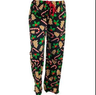 Hello Mello Holiday Lounge Pant Black Candy Canes S/M