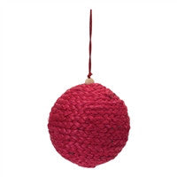 Red Jute Ball Ornament 5”