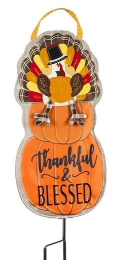 Thankful & Blessed Turkey Statement Stake