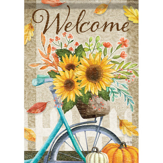 Autumn Bicycle Shimmer Garden Flag