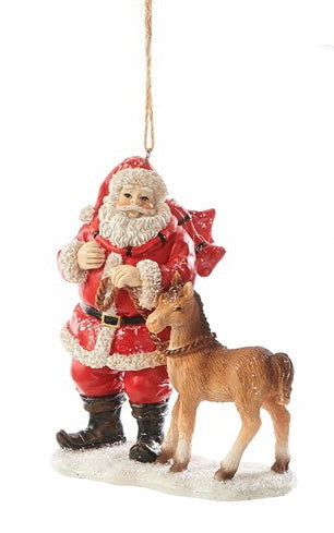 Santa w/Foal Ornament