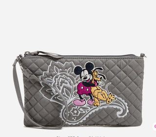 Vera Bradley RFID Convertible Wristlet Mickey Mouse Piccadilly Paisley Solid Embroidered