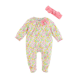Mudpie Floral Printed Sleeper & Headband Set 6-9M