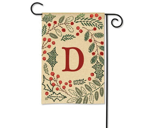 Holly Berries Monogram Garden Flag