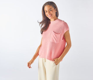 Simply Southern Breeze Knit Top with Pocket Salmon