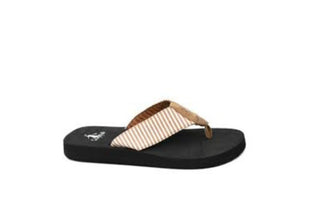 Corkys Summer Break Flip Flop Tan White Stripe