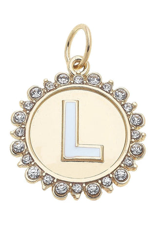 Canvas Style Charmed Rhinestone Letter Disc Charm