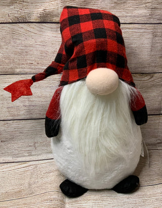 Plaid Lighted Plush Holiday Gnome, 25.5”