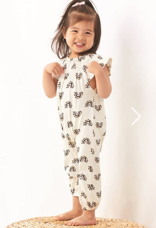 Check Meowt Smocked Infant Jumpsuit