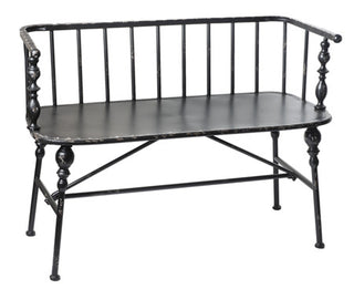 Distressed Black Spindle Bench
