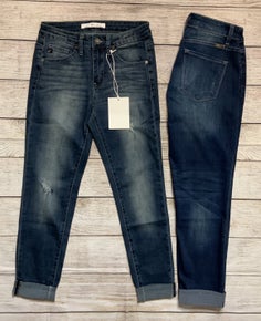 Kancan Dark Wash Hem Detail Capri 5015d