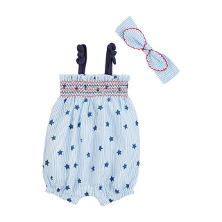 Mudpie Printed Star Romper & Headband Set