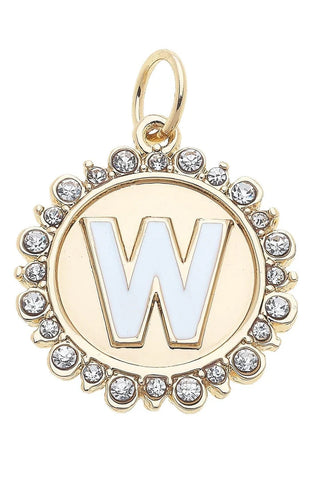 Canvas Style Charmed Rhinestone Letter Disc Charm