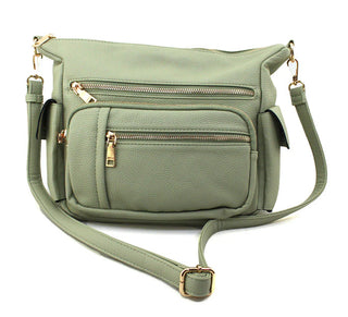 Jen & Co Nicole Multi-Zip Crossbody Light Sage M2677