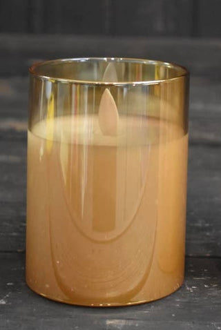 Amber Glass Battery Candle 3x4