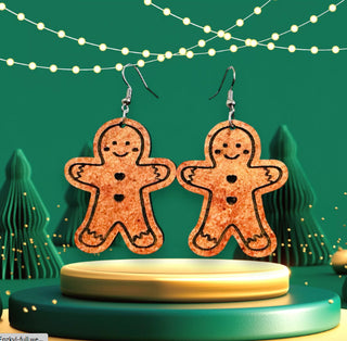Southern Attitude Designs Wood Gingerbread Man Earrings
