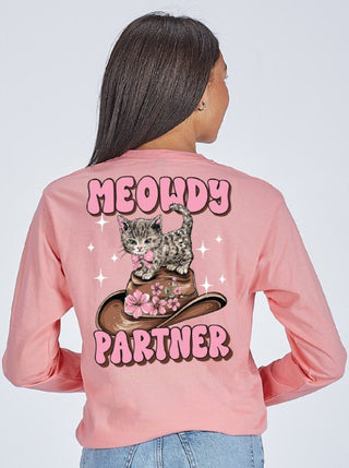 Simply Southern Long Sleeve Tee Meow Tearose
