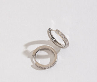 Howard’s Medium Pave Style Hoop Earrings Silver