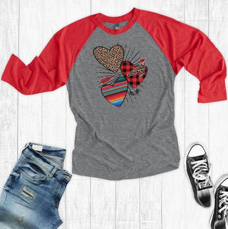 Rebel Rose Serape Leopard Hearts Raglan