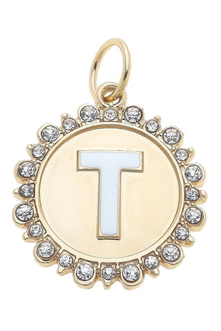 Canvas Style Charmed Rhinestone Letter Disc Charm