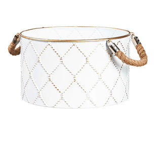 Metal Storage Bucket w/Rope Handle