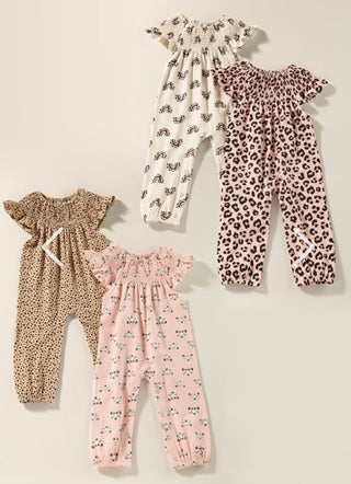 Check Meowt Smocked Infant Jumpsuit