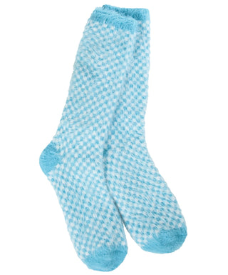 World’s Softest Socks Holiday Feather Check Crew Winter Blue Check 75683