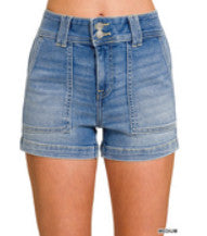 Zenana Utility Pocket Denim Shorts 9602