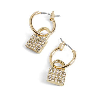 Whispers Gold Hoop Stone Lock Earrings WN004551