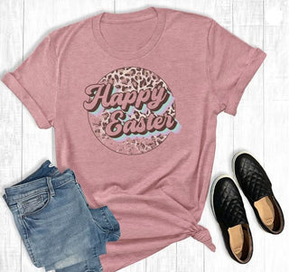 The Way Down South Leopard Happy Easter Circle T-Shirt