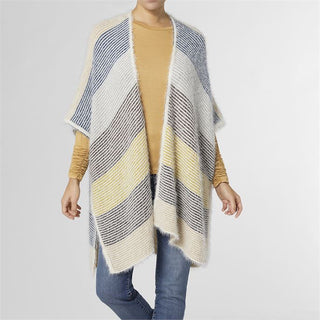 Coco + Carmen Nikki Open Front Cardigan Navy Cream & Mustard