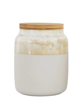 Reactive Glaze Ceramic Canister w/Bamboo Lid