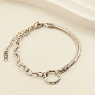 Howard's Narelle Waterproof Cable & Snake Chain Bracelet Silver