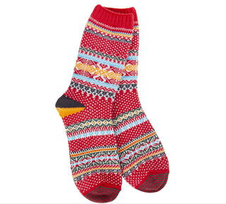 World's Softest Socks Holiday Seasonal Crew Red Multi