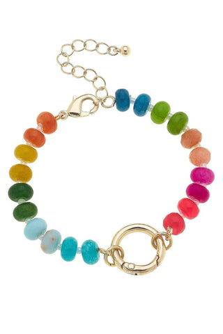 Canvas Style Lucy Gemstone Beaded Charm Bracelet Base Rainbow Multi
