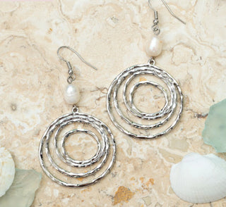 Elsie & Zoey Silver Spiral With Pearl Earrings
