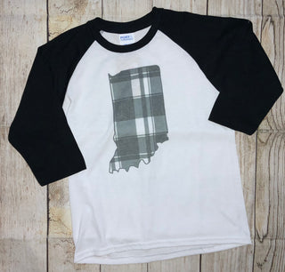 Lucky Bird Youth Black & White Check Indiana Raglan Tee