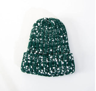 Arianna White Speckled Knit Beanie Green
