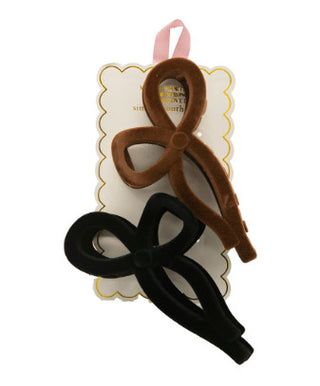 Simply Southern Velvet Bow Hair Clip Brown/ Black