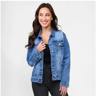 Howard's Elsie and Zoey Sadi Distressed Button Up Denim Jacket