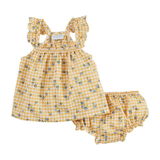 Mudpie Yellow Gingham Pinafore Set