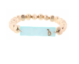 Jane Marie Gold Beaded Ceramic Initial Bracelet "B"