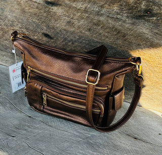 Jen & Co Nicole Multi Zip Crossbody Cocoa Pearl M2677