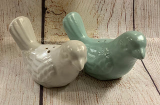 Aqua & White Bird Salt & Pepper Set